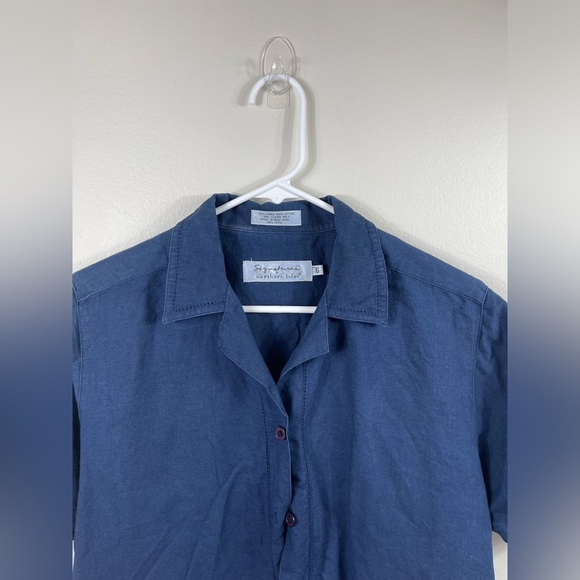 Signatures by Northern Isles Vintage Women's Blue Short Sleeve Shirt Size 6 - Picture 5 of 14